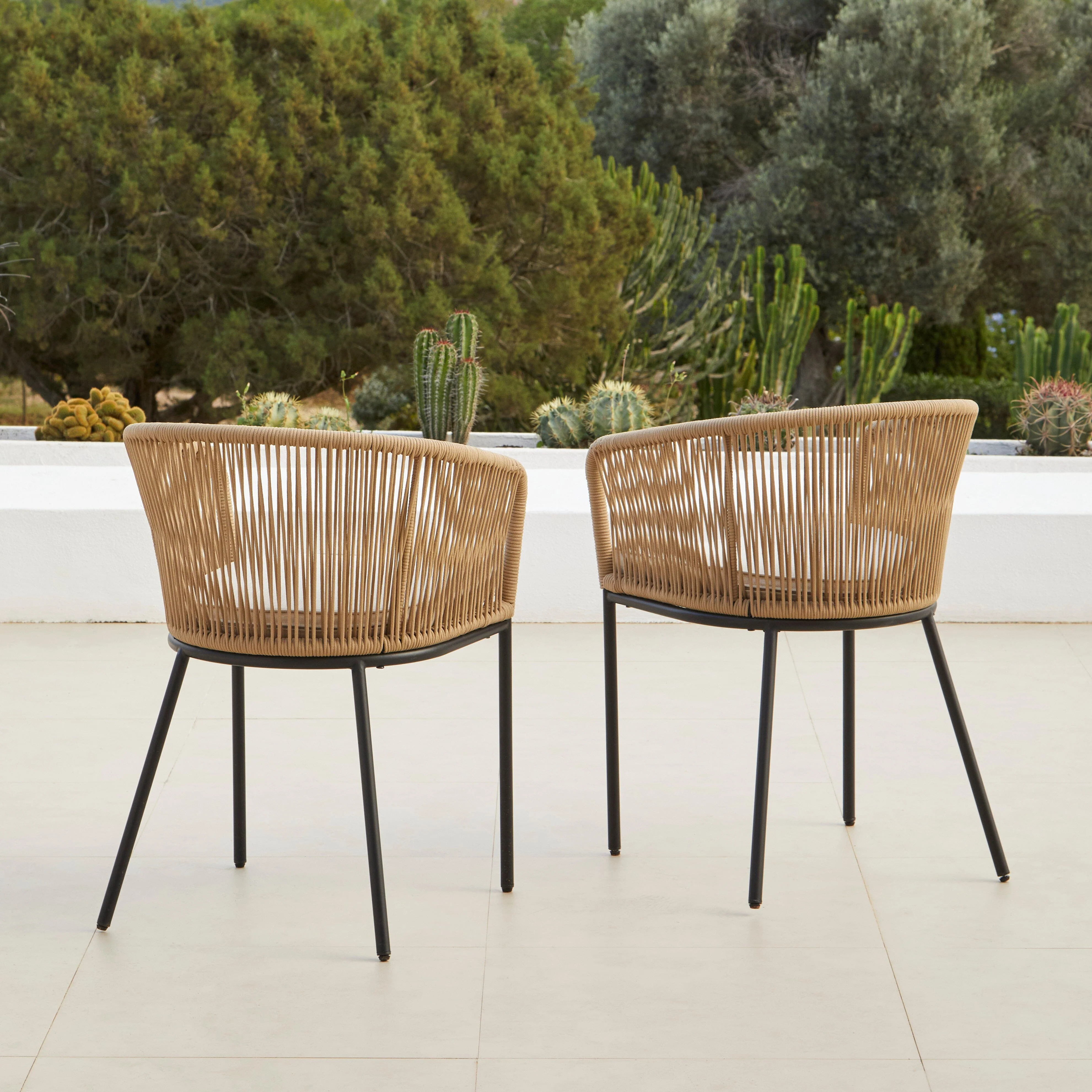 Ezra 6 Seater Oval Wooden Garden Dining Set with 6 Hali Natural Rope Chairs - Image 13